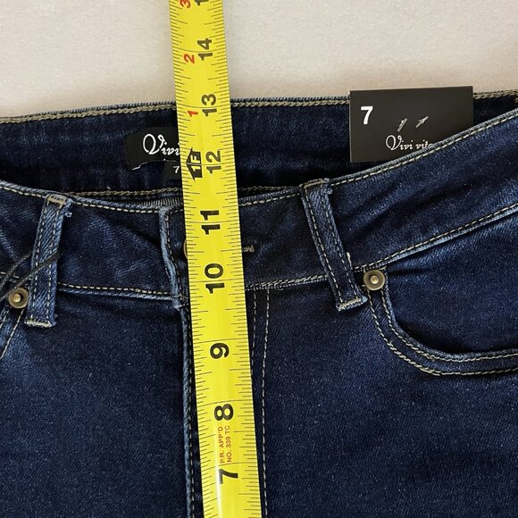 Vivi Vito Women's Stretch Navy Denim Jeans Size 7 High Rise Straight Leg  NWT - Picture 9 of 12